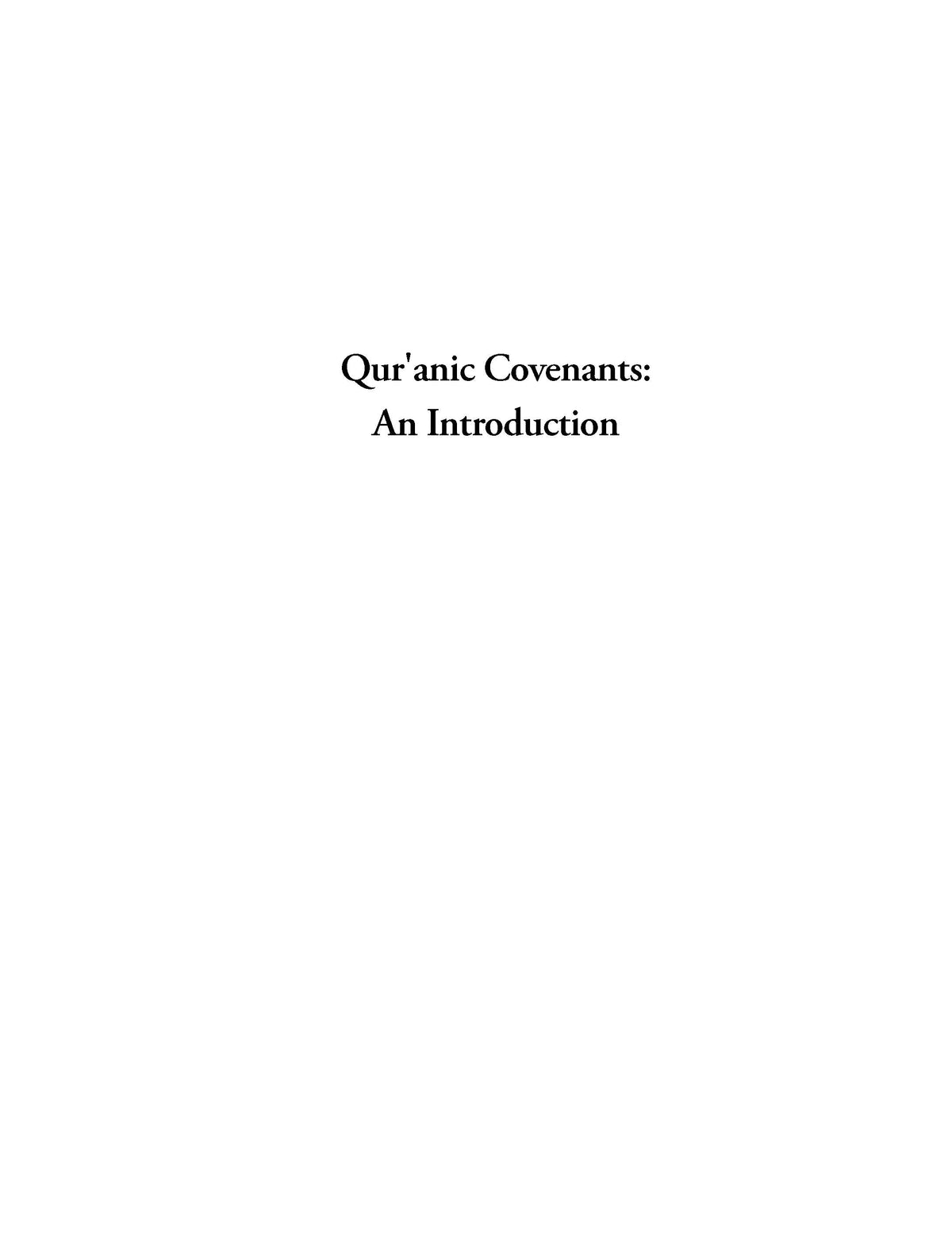 Qur'anic Covenants: An Introduction - Ahmer Bilal Soofi