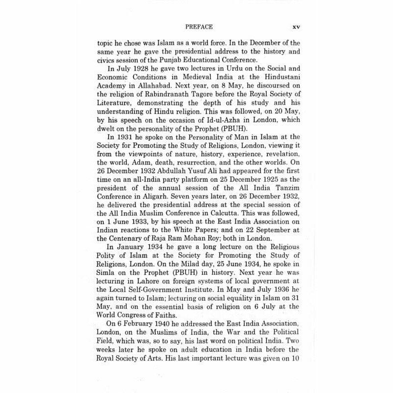 Abdullah Yusuf Ali's Lectures, Speeches and Addresses