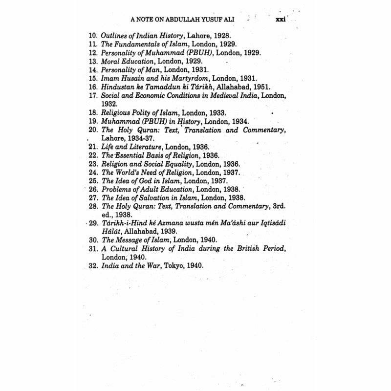 Abdullah Yusuf Ali's Lectures, Speeches and Addresses