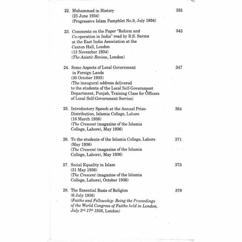 Abdullah Yusuf Ali's Lectures, Speeches and Addresses
