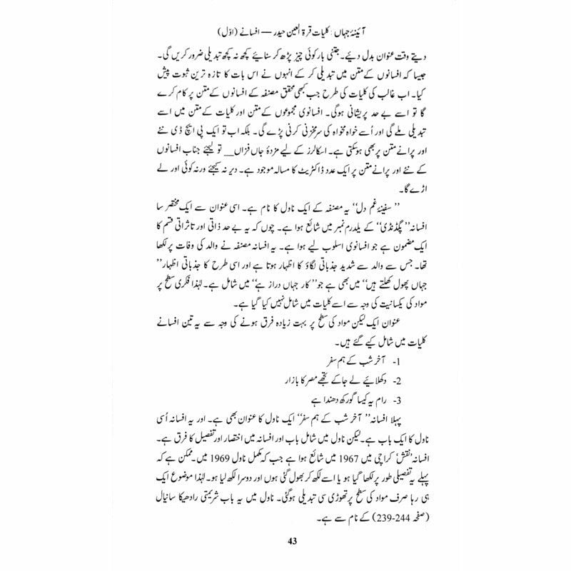 Kulliyaat-e-Quratulain Haider - Aaina-e-Jahaan (1) - Afsanay