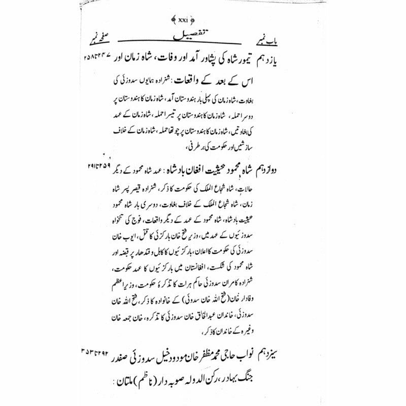 Tareekh-E-Afghanistan:Bahawala Tareekh Sadzai